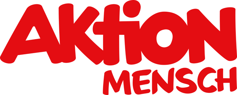 Logo von Aktion Mensch in roten, verspielten Buchstaben.